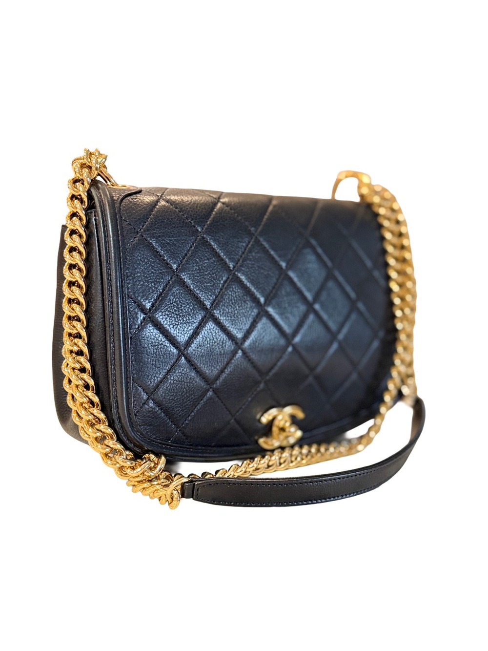 CHANEL Underline Flap Small Black Quilted Calfskin